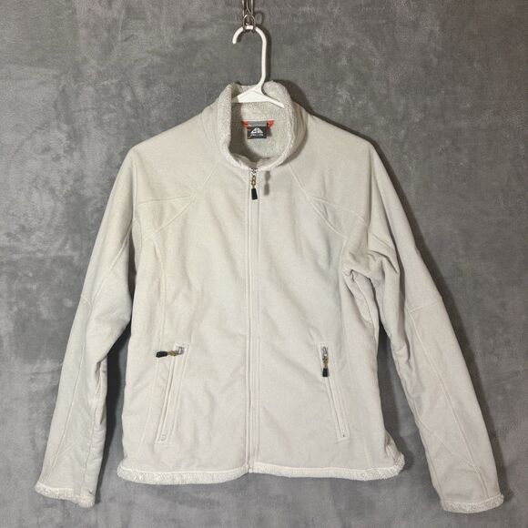 VINTAGE Nike Jacket Womens Large Cream ACG Zip Fleece Coat Sherpa Full Zip - Picture 1 of 10